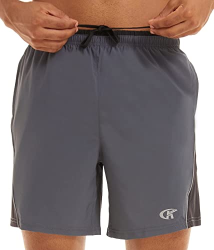 YuKaiChen Pantalones cortos deportivos transpirables 2 en 1 para hombre, de doble capa, de secado rápido, entrenamiento, correr, ciclismo, con bolsillo con cremallera, 1-gris, 42 Cover