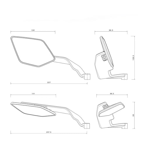 Ala viento retrovisor universal para motocicleta regulación angular y anti reflejo 6