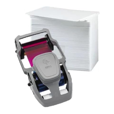 Zebra 800350-360LT YMCKOK Color Ribbon - 200 Prints for Zebra ZC350LT Series Card Printers with 500 ID Zone Premium White Blank Plastic CR80 30 Mil PVC Cards Cover