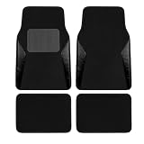 PIC AUTO Carpet Car Floor Mats with Heavy Duty Heel Pad - Automotive Mats with Black Carbon Fibre Pa
