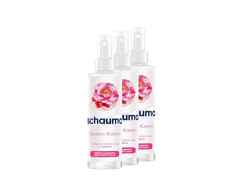 Schauma Peine de seda para cuidado en aerosol (3 x 200 ml), acondicionador con spray que ayuda a desenredar el cabello, acondicionador con protección contra el calor hasta 230 °C, acondicionador para