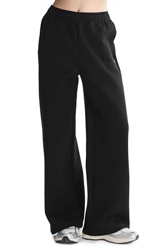 Orolay Women's Straight Leg Sweatpants Baggy Casual Lounge Heavy Pants Drawstring Workout Winter Joggers with Pockets Black Large