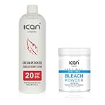 ICAN LONDON PROFESSIONAL CREAM PEROXIDE 20 VOL 6% 250 ML + RAPID BLUE POWDER BLEACH 80 G JAR SET