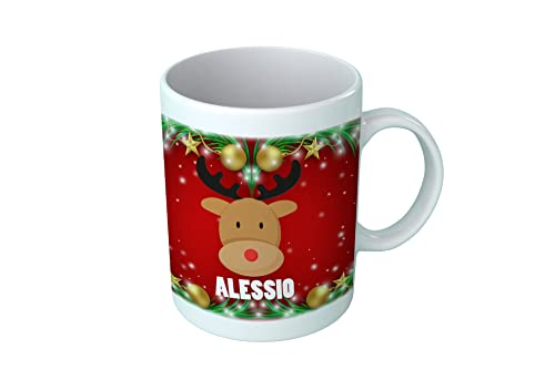 Overthetee Tazza Natalizia Personalizzata - Nome - Faccia Renna -...