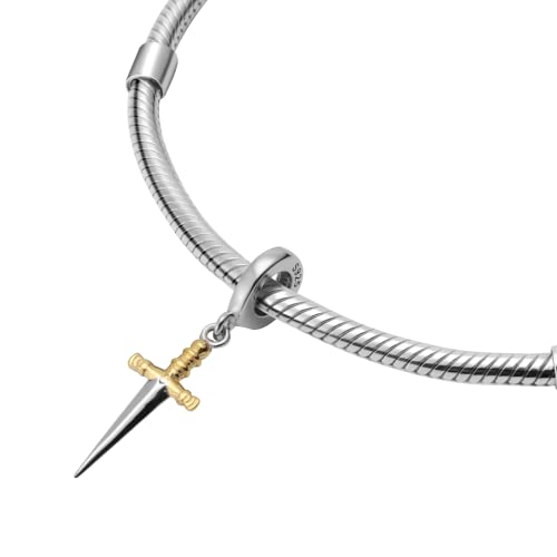Sword Knife Medieval 925 Sterling Silver Charm Bead For Pandora & Similar Charm Bracelets or Necklaces3
