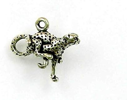 Sterling Silver 3-D 20mm Cheetah Charm for Jewelry Making Bracelet Necklace DIY Crafts