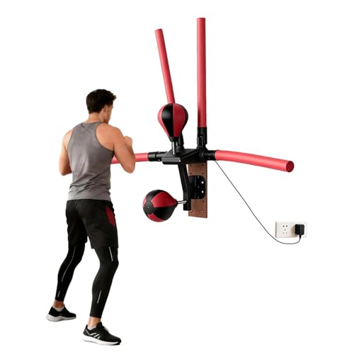 Smart Boxing Speed Trainer, Wall Mount Boxing Bar w/2 Speed Bag + 4 Reaction Bar,2 Mode Setting, Height/Speed Adjustable, for Reaction Speed Stamina