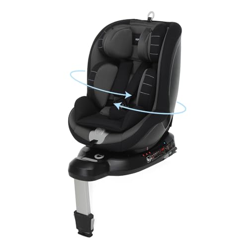 Foppapedretti Seggiolino Auto Logik I-Size, Seduta Girevole a 360°, per bambini da 40 a 105 cm di altezza, conforme ECE R129, Fissaggio Isofix, Poggiatesta a 13 altezze, Nero