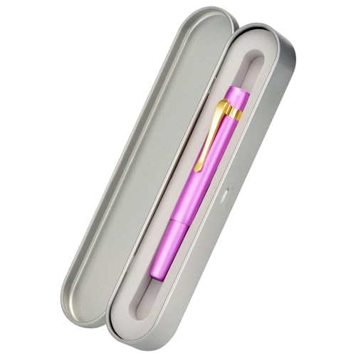 Image of Hongdian M2 Black Forest Mini Fountain Pen, Fine Soft Golden Nib & Sleek Shape Aluminium Short Pocket Travel Pen (Lilac Purple)