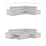 CAVADORE Leder-Schlafsofa Valerie mit Ottomane / Eckcouch mit Schlaffunktion + Kopfteilverstellung / 272 x 73 x 226 / Echtleder Dunkelbraun – Bild 3