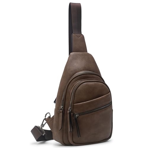 Image of Alldaily Large Sling Bag for Women Crossbody Purse Leather Fashionable Trendy Chest Bag for Travel, Fanny Pack (Chocolate)