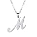 Produktbild PROSTEEL Schreibschrift Anfangsbuchstabe M Halskette Edelstahl Buchstabe Alphabet Anhänger mit Kette Damen Herren Modeschmuck