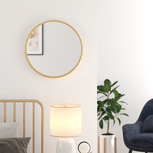 Hbcy Creations Gold Round Wall Mirror - 24 Inch Large Round Mirror, Rustic Accent Mirror For Bathroom, Entry, Dining Room, & Living Room - Metal Mirror For Wall #TOP1
