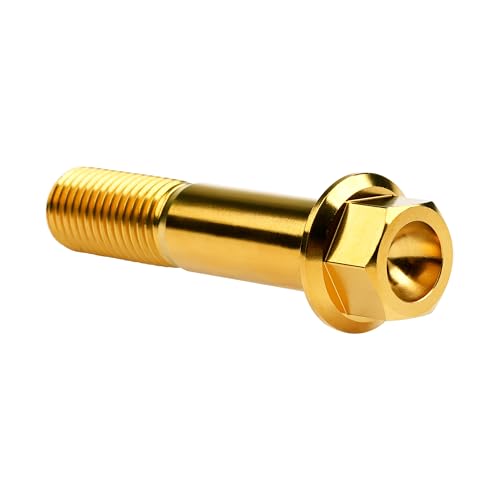 Image of Titanium Bolt M12 30 35 40 45 50 55 60 65 70 75 80 85 90mm Hex Small Flange Head for Motorcycle Car Modification Pack of 4 (M12x55mm Pitch 1.25, Gold)