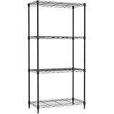 IZEUK スチールラック 4段 高さ伸縮メッシュ 収納棚 防錆加工 パイプ棚 スリム ポール径19.1mm パーツ対応 全体耐荷重390kg 幅65×奥行30×高さ115.6cm 頑丈 ワイヤーシェルフ メタルラック ブラックオシャレでかわいい 業務用/玄関/リビング/リビング/ランドリー/浴室/キッチン アジャスター