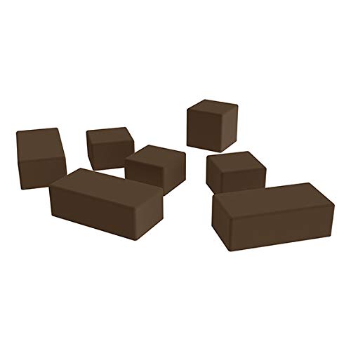 Image of Sprogs 12 inch H Structured Rectangle Stool -Flexible Modular Collaborative Soft Seating for Office, Home, Lounge and School Classrooms with Durable Frame & Set of 2 inch Legs Add-on - Chocolate