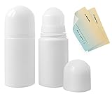 Refillable Roll On Deodorant Containers Set of 2 Bottles (BPA-Free) with Sticker Labels Plastic Roller Ball Empty Reusable for DIY Milk of Magnesia & Essential Oils 1.69 fl oz / 50ml