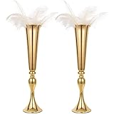 Set of 2 Metal Trumpet Vases for Table Centerpieces, Anniversary Celebration Wedding Party Dinner Table Centerpieces, Wedding Decorations, 55.5cm/21.9 in Gold Vase