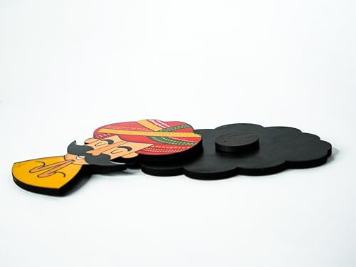 Image of Wooden Fridge Magnet for Refrigerator Home, Kitchen and Office Decoration Multicolor (Rajasthani Turban Man)
