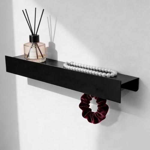 ZoZoMaiy Perchero de Pared con Estante, Colgador de Llaves para Pared con 8 Ganchos Ocultos, Decorativo Colgador de Llavess, con Tornillos, para Salón, Dormitorio, Pasillo y Entrada, 43x8.4x7cm, Negro