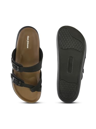 Image of San Frissco Men's Dual Buckle Slide Sandals | Adjustable Straps | Cushioned Footbed | Lightweight Casual Slip-On Sandals