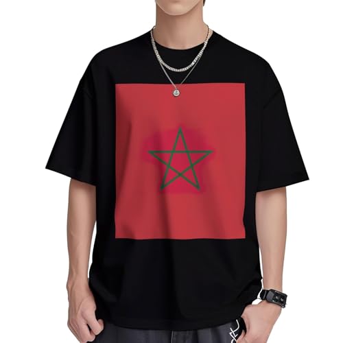 T-shirt drapeau Maroc pour femme - Tunique ample à manches courtes