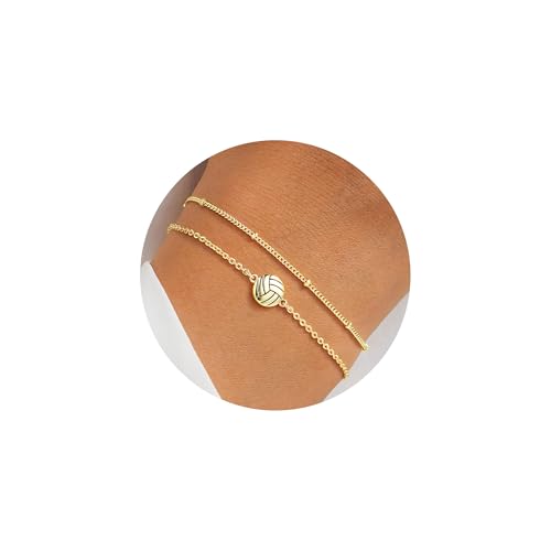 Turandoss Volleyball Bracelets for Women - Dainty 14K Gold Plated Sport Ball Bracelet Personalized Volleyball Charm Bracelets for Women Trendy Jewelry Gifts for Sport Lovers Fans Teams Birthday Gifts