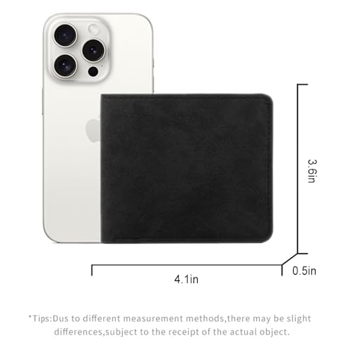 Mens Bifold Wallet Blocking Slim Minimalist Front Pocket - Thin & Stylish with ID Window 17(BLACK)4