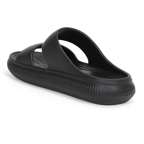 Image of Aqualite Men's Slides Slippers | Slip-On Comfort Flipflop Flat Base, Anti-Skid Sole & Lightweight | Casual Home & Outdoor Sandal for Men