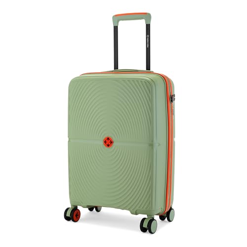 Image of Nasher Miles Bali Hard-Sided Polypropylene Cabin Luggage 20 inch | 55cm | 8 Wheels Small Trolley Bag for Travel | Suitcase (Olive Green)