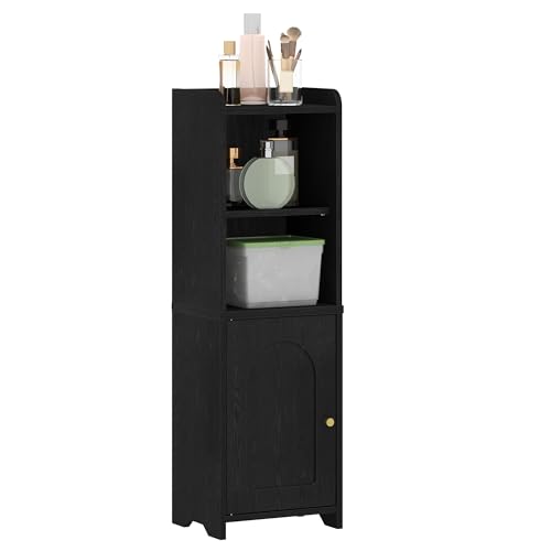 Hzuaneri Meuble de Salle de Bain, Meuble de Rangement avec Portes, Armoire d’Angle avec Étagères Réglables, Armoire de Toilette, ‎20 x 25 x 80 cm, Noir BC39704X