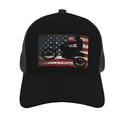 Dirt Bike Motocross USA Flag Mesh Baseball Cap - Classic Adjustable Peak Cap, Trucker Hat for Men & Women2