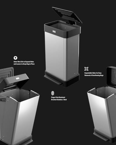 Caneca de basura rectangular 13 galones acero inox miniatura 7