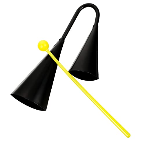 TOYANDONA Two-Headed Cow Bell with Wooden Hammer Metal Cowbells for Music Classroom Outdoor Performance and Cheering