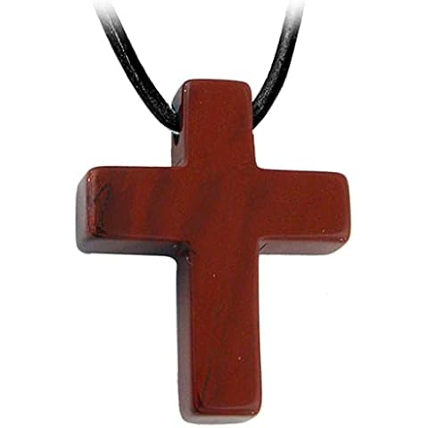 Kaltner Präsente Cadena de Piel con Colgante de Cruz de Jaspe Rojo Cover