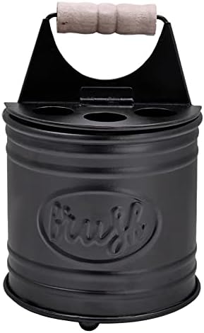 Autumn Alley Adorable Farmhouse Toothbrush Holder for Bathroom - Black Rustic Bathroom Accessories - Galvanized Country Decor - Fun Rustic Design with Toothpaste & Electric Toothbrush Compartment