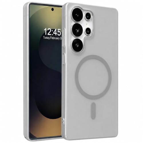 Image of DIZORO Matte Case for Samsung Galaxy S25 Ultra Compatible with MagSafe, Camera Lens Full Protection, Shockproof Translucent Frosted TPU Soft Phone Cover, Anti-Fingerprint (Titanium)