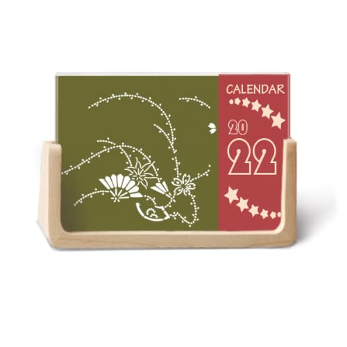 Calendrier de bureau 2022 peinture culture japonaise fleur verte 12 mois
