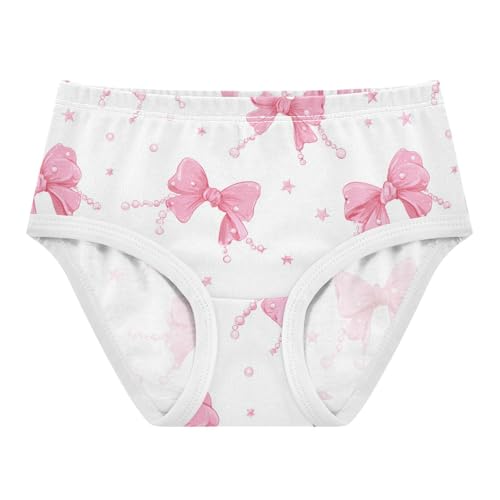 Wusikd Bows Pink Stars Girls' Underwear Cotton Girls Briefs Soft Toddler Underwear 2T