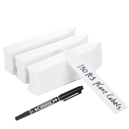 Plant Labels, 150Pcs Plastic Plant Labels Plant Tags Plant Markers & Labels Re-Usable Plant Labels for Garden Seed Potted Herbs Flowers Vegetables, White