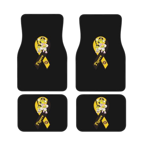 阪神タイガース (2) カーマット 4点セット フロアマット 車 軽/普通車 1台分 フロント2枚 リヤ2枚 丸洗いOK ズレ防止加工 防水 汚れ防止 アニメ グッズ キャラクター プレゼント