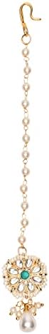 Gold Plated Pearl Kundan Maang Tikka for Kids