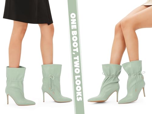 Women's Stiletto High Heel Pull on slouchy Drawstring Fall Ankle Boots Pointed Toe Fashion Evening Party Short Booties4