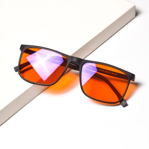 Image of SHINU Good Sleep Blue Light Blocking Glasses Men Red Lenses Anti Green Light Eliminate Eye Strain Glasses Bluelight 078RD