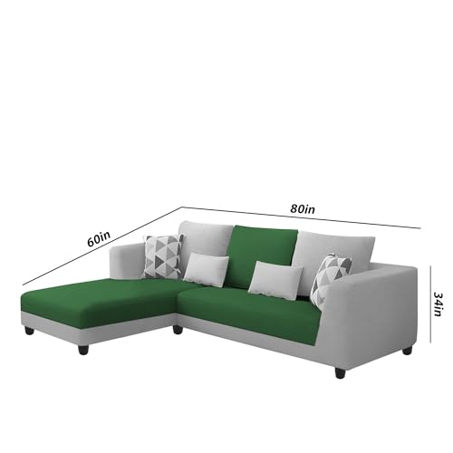 Image of Galib LHS 4 Seater L Shape Sofa Set for Living Room (Green Grey Fabric) Premium Fabric Sofa