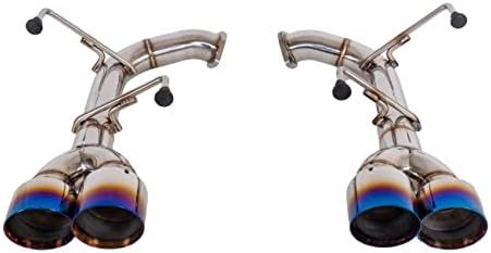 Extreme Online Store Replacement for 2015-2021 Subaru WRX STi Stainless Steel Polished Silver Muffler Axle Back 4" Double Wall Blue Burnt Quad Tips Exhaust