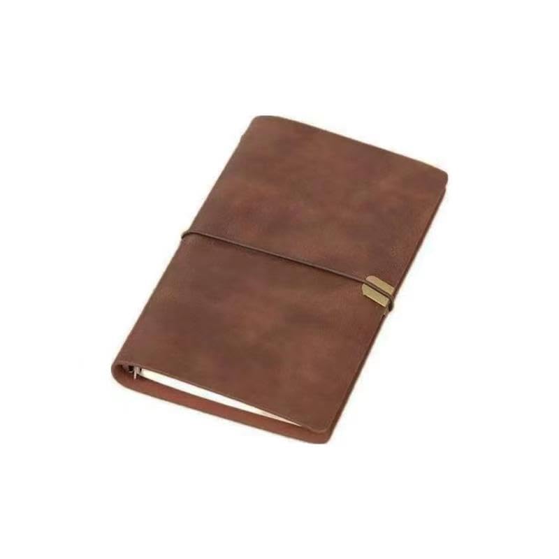 Carnet de notes A5 rechargeable en cuir marron vintage à 6 anneaux