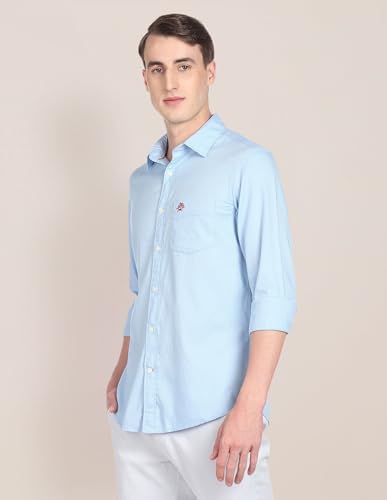 Image of U.S. Polo ASSN. Men's Solid Spread Collar Premium Cotton Dobby Tailored Fit Shirt