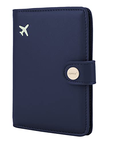 Zoppen Passport And Vaccine Card Holder Combo, Passport Holder With Vaccine Card Slot, Passport Wallet Cover Case Travel Essentials Document Organizer, Rfid Blocking Travel Wallet Womens Men Navy Blue #TOP7