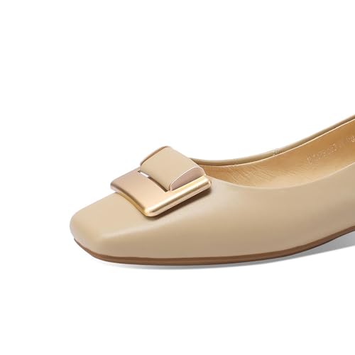 Women's Genuine Leather Soft Closed Square Toe Handmade Comfortable Ballet Flats2